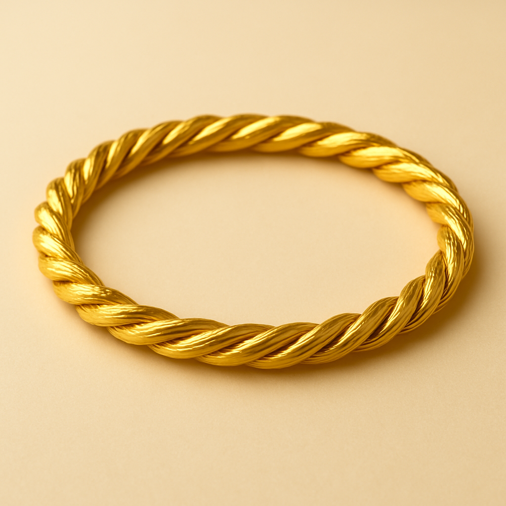 Twisted Cable Bangle — 24KT pure gold, 30 grams